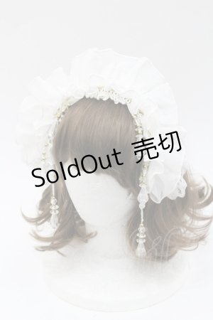 画像: MR corset / シフォンフリルビジューカチューシャ  白 I-26-01-06-116-PU-AC-SA-ZI