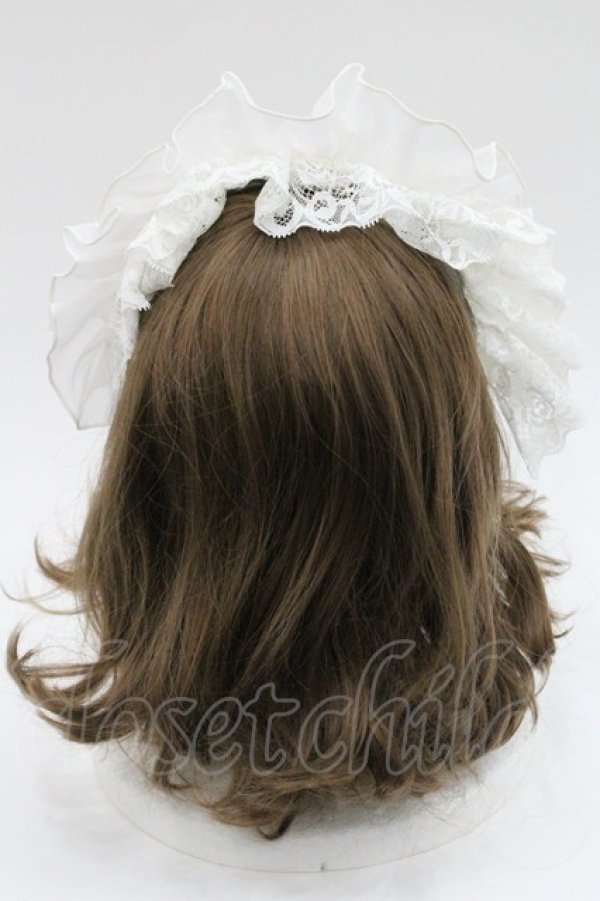 画像4: MR corset / シフォンフリルビジューカチューシャ  白 I-26-01-06-116-PU-AC-SA-ZI (4)