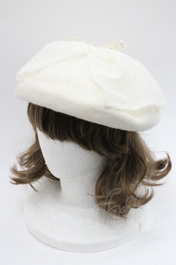 画像1: m petit by misako / NINA'S チュールリボンベレー帽  アイボリー I-26-01-06-119-LO-AC-SA-ZI (1)