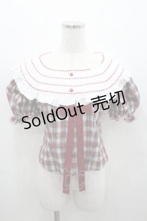 画像: MILK / ブリジットブラウス  赤Ｘ白チェック I-26-01-06-019-ML-BL-SA-ZI