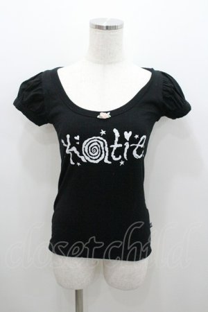 画像: Katie / ロゴプリント半袖カットソー S 黒Ｘ白 I-26-01-06-024-LO-TO-SA-ZI