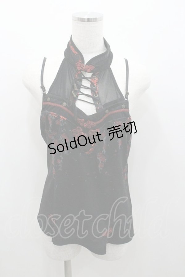 画像1: Ozz oneste / チャイナデザインボレロ&キャミセット  黒Ｘ赤 I-26-01-06-025-OO-TO-SA-ZI (1)