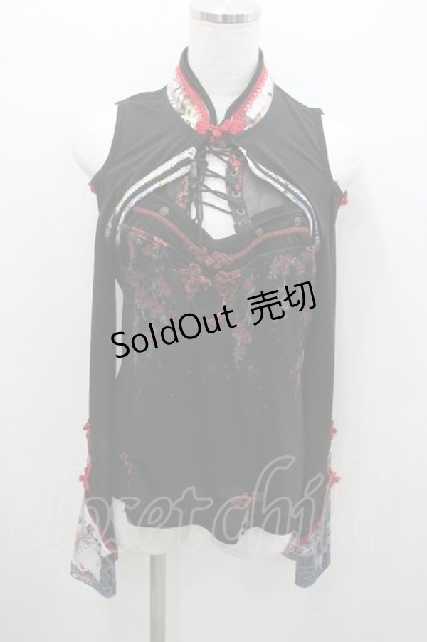 画像3: Ozz oneste / チャイナデザインボレロ&キャミセット  黒Ｘ赤 I-26-01-06-025-OO-TO-SA-ZI (3)