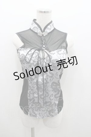 画像: Qutie Frash / 龍チャイナタンク  黒Ｘシルバー I-26-01-06-026-QU-TO-SA-ZI