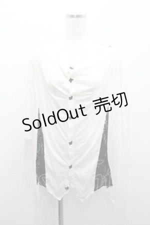 画像: ALGONQUINS / 蝶ボタンカットカーディガン  白Ｘ黒 I-26-01-06-029-AL-TO-SA-ZI