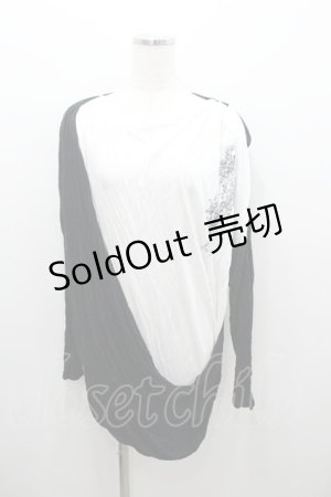 画像: ALGONQUINS / ロゴドクロプリント2カラーカットソー  黒Ｘ白 I-26-01-06-030-AL-TO-SA-ZI