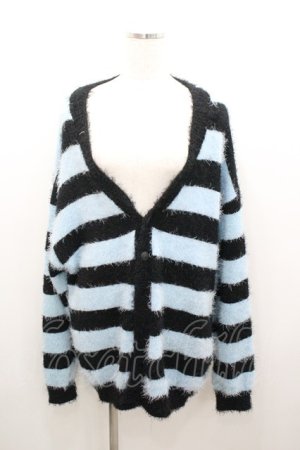 画像: Deorart / シャギーニットVカーディガン F ブラック×ライトブルー I-26-01-06-032-PU-TO-TE-ZI