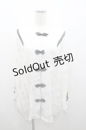 画像: REFLEM / チャイナシャツ  白Ｘ黒 I-26-01-06-036-PU-BL-SA-ZI