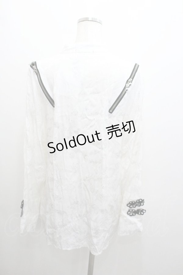 画像2: REFLEM / チャイナシャツ  白Ｘ黒 I-26-01-06-036-PU-BL-SA-ZI (2)