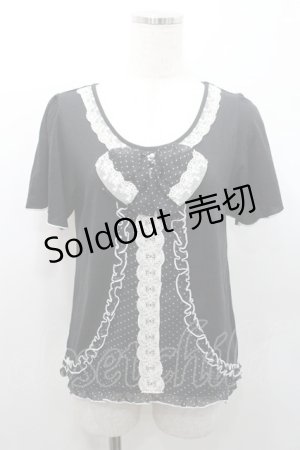 画像: axes femme / ドットシフォン切替Tシャツ M 黒 I-26-01-08-030-AX-TS-TE-ZI