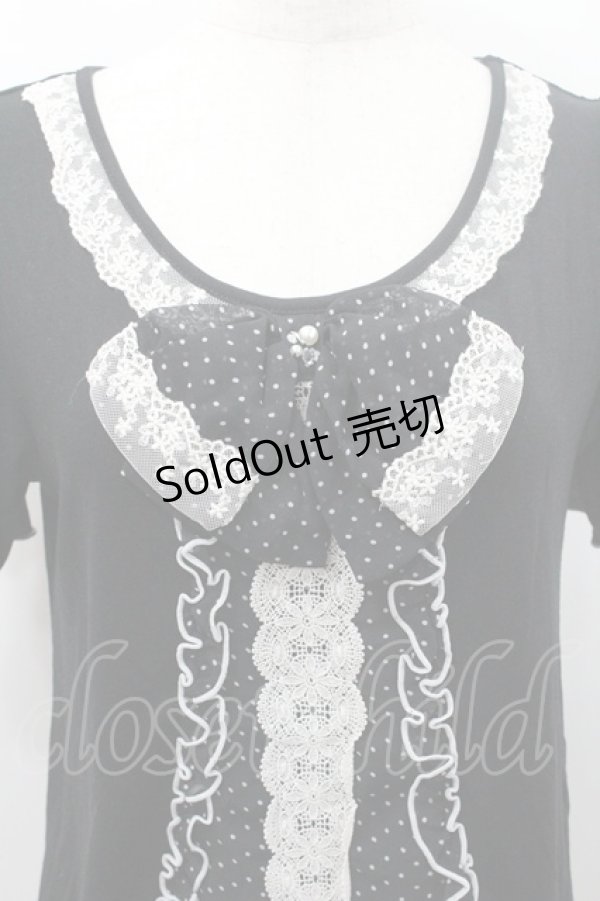 画像3: axes femme / ドットシフォン切替Tシャツ M 黒 I-26-01-08-030-AX-TS-TE-ZI (3)