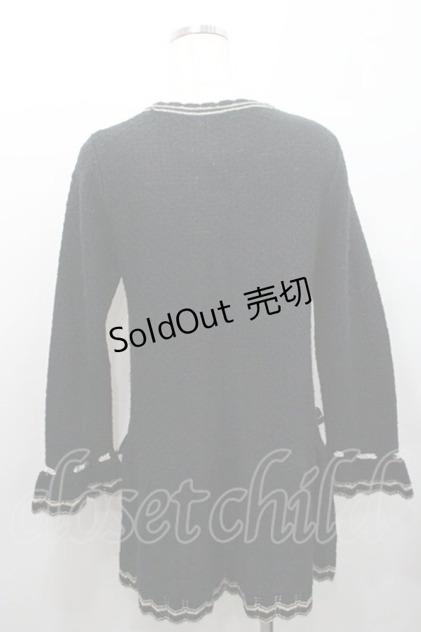 画像2: axes femme / シフォンリボン使いロングカーディガン M 黒 I-26-01-08-033-AX-TO-TE-ZI (2)