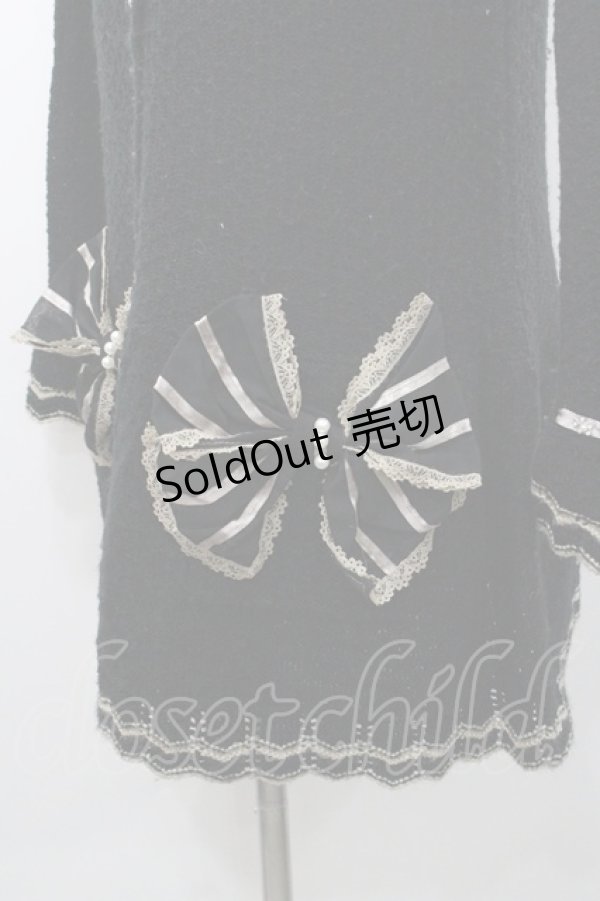 画像3: axes femme / シフォンリボン使いロングカーディガン M 黒 I-26-01-08-033-AX-TO-TE-ZI (3)