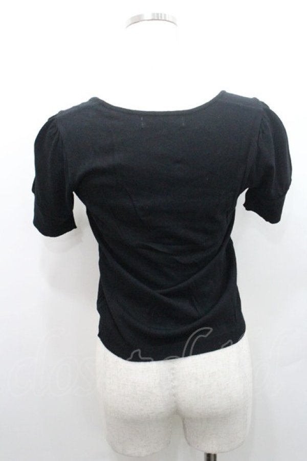 画像2: JESUS DIAMANTE / フロントリボン半袖ニットトップス  黒 I-26-01-08-034-JE-TO-SA-ZI (2)