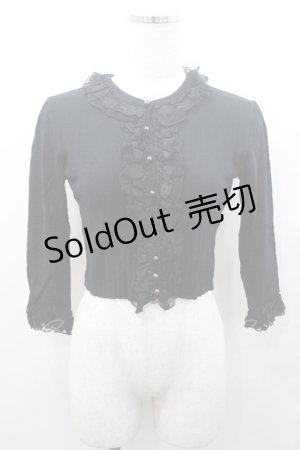 画像: JESUS DIAMANTE / レースボーダーニットカーデ  黒 I-26-01-08-036-JE-TO-SA-ZI