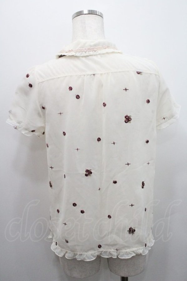 画像2: axes femme kawaii / 薔薇刺繍シフォンブラウス M 生成り I-26-01-08-004-AX-BL-TE-ZI (2)