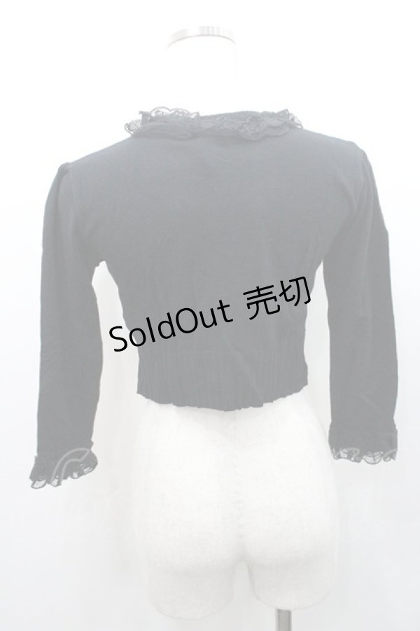 画像2: JESUS DIAMANTE / レースボーダーニットカーデ  黒 I-26-01-08-036-JE-TO-SA-ZI (2)