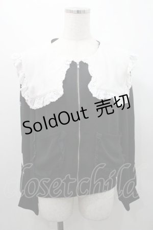 画像: Ank Rouge / ハートクロスプリント袖シフォンブルゾン  黒Ｘ白 I-26-01-08-037-CA-JA-SA-ZI