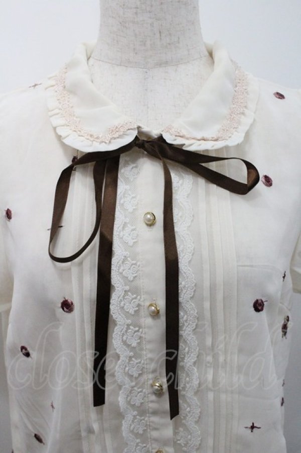 画像3: axes femme kawaii / 薔薇刺繍シフォンブラウス M 生成り I-26-01-08-004-AX-BL-TE-ZI (3)