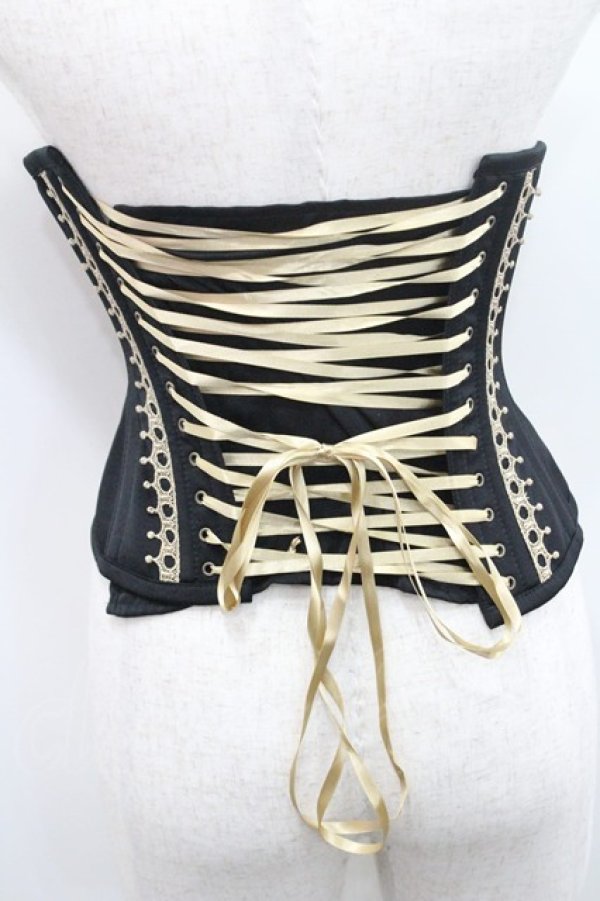 画像2: abilletage / nobleレースミニショートコルセット 2 黒ｘゴールド I-26-01-08-039-GO-ZA-SA-ZI (2)