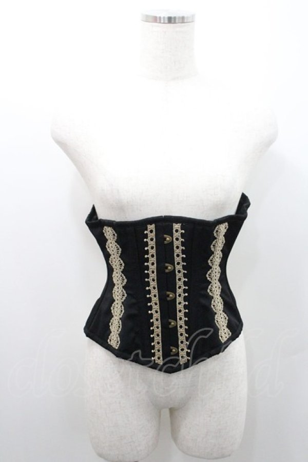 画像3: abilletage / nobleレースミニショートコルセット 2 黒ｘゴールド I-26-01-08-039-GO-ZA-SA-ZI (3)