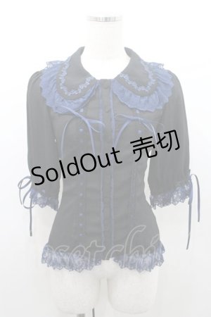 画像: Vallee lys / Dreams Ladder Lace Blouse　ブラウス  黒Ｘ青 I-26-01-08-040-GO-BL-SA-ZI