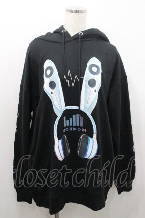 画像: LISTEN FLAVOR / サイバーうさ耳ヘッドホンパーカー  黒 I-26-01-08-041-PU-TO-SA-ZI