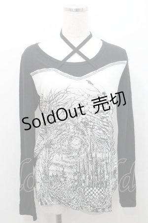 画像: ALGONQUINS / キャッスルptカットソー  黒Ｘ白 I-26-01-08-042-AL-TO-SA-ZI