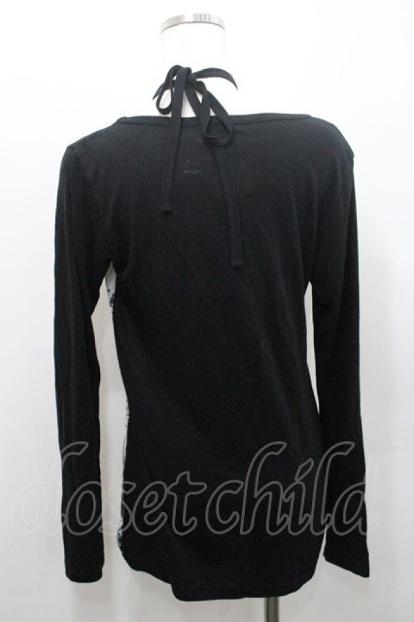 画像2: ALGONQUINS / キャッスルptカットソー  黒Ｘ白 I-26-01-08-042-AL-TO-SA-ZI (2)