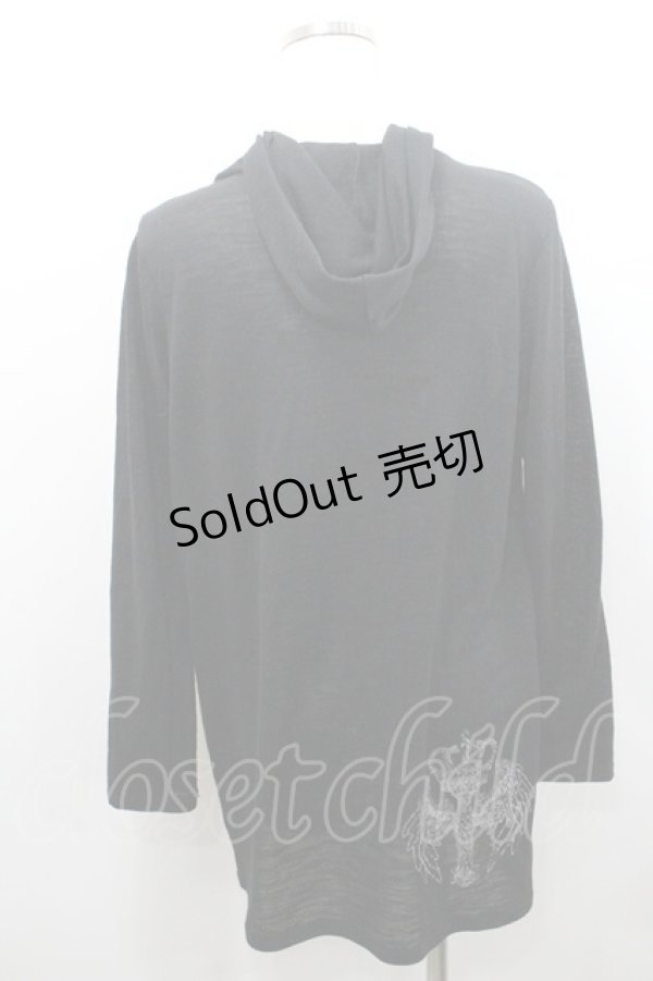 画像2: ALGONQUINS / 裾クラウンプリントフードカーディガン  黒Ｘゴールド I-26-01-08-043-AL-TO-SA-ZI (2)