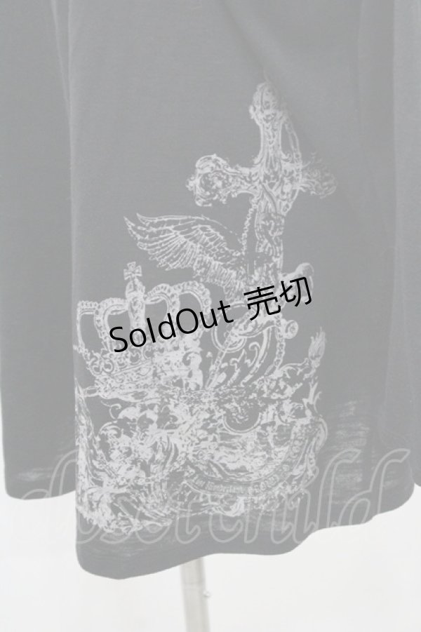 画像3: ALGONQUINS / 裾クラウンプリントフードカーディガン  黒Ｘゴールド I-26-01-08-043-AL-TO-SA-ZI (3)