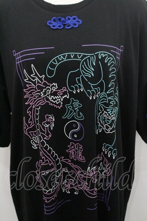 画像3: LISTEN FLAVOR / タイガードラゴンチャイナビッグT F 黒 I-26-01-08-044-PU-TO-SA-ZI (3)