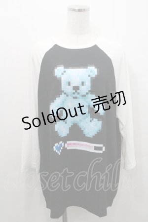 画像: LISTEN FLAVOR / 8bitベアラグラントップス  ブラックＸホワイト I-26-01-08-046-PU-TO-SA-ZI