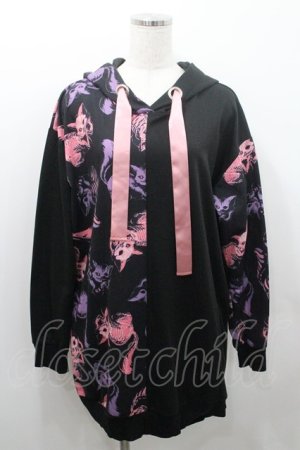 画像: Drug Honey / スケルトンチェシャ切替パーカー  黒ＸピンクＸ紫 I-26-01-08-048-PU-TO-SA-ZI