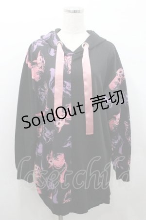 画像: Drug Honey / スケルトンチェシャ切替パーカー  黒ＸピンクＸ紫 I-26-01-08-048-PU-TO-SA-ZI