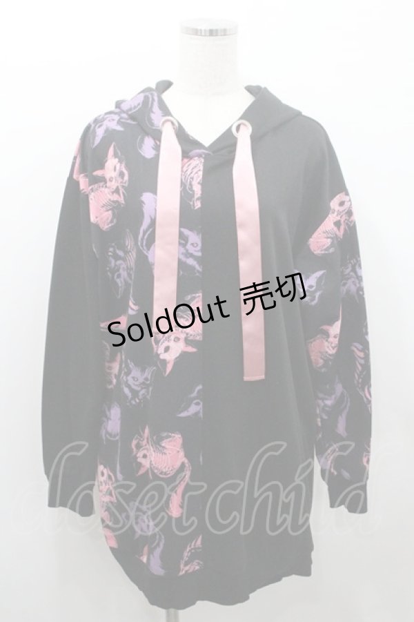画像1: Drug Honey / スケルトンチェシャ切替パーカー  黒ＸピンクＸ紫 I-26-01-08-048-PU-TO-SA-ZI (1)