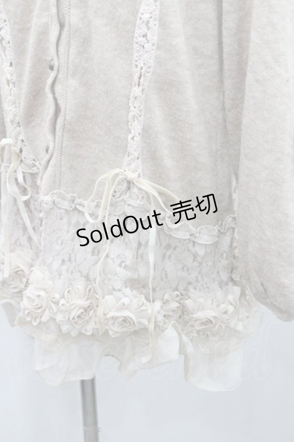 画像3: axes femme / 裾フラワーモチーフカーディガン M ベージュ I-26-01-08-005-AX-TO-TE-ZI (3)