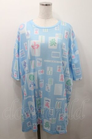 画像: LISTEN FLAVOR / 麻雀フルグラフィックビッグTシャツ  サックス I-26-01-08-054-PU-TO-SA-ZI