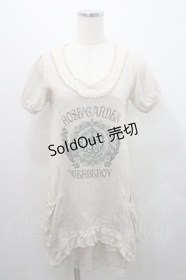 画像1: axes femme / サイドレース切替プリントチュニック M アイボリー I-26-01-08-006-AX-BL-TE-ZI (1)