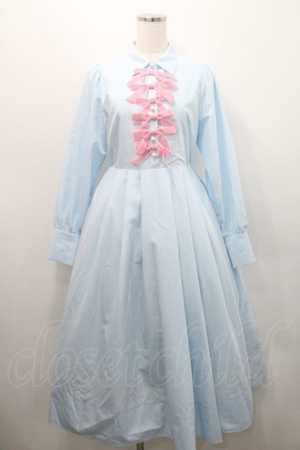 画像1: Areeam / リボンタックシャツワンピース  サックスｘピンク I-26-01-08-056-LO-OP-SA-ZI (1)