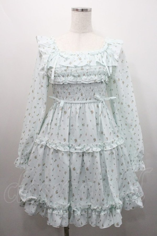 画像1: axes femme POETIQUE / ギャザーフリル長袖ワンピース  ミント I-26-01-08-057-AX-OP-SA-ZI (1)