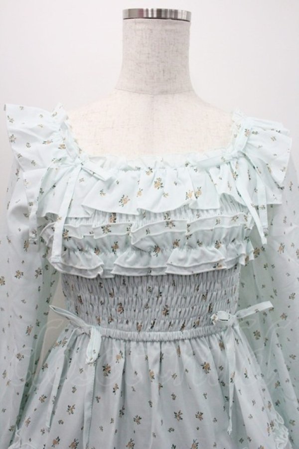 画像3: axes femme POETIQUE / ギャザーフリル長袖ワンピース  ミント I-26-01-08-057-AX-OP-SA-ZI (3)