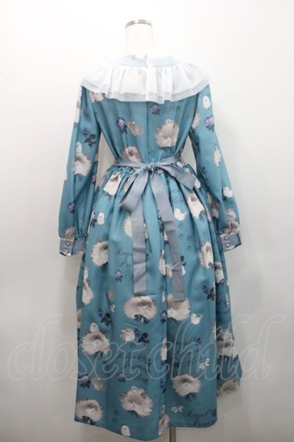 画像2: Royal Princess Alice / 毛繕い下手猫ちゃん・ねこ助コラボ・ワンピース  青 I-26-01-08-058-LO-OP-SA-ZI (2)