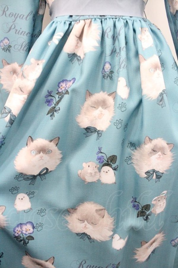 画像4: Royal Princess Alice / 毛繕い下手猫ちゃん・ねこ助コラボ・ワンピース  青 I-26-01-08-058-LO-OP-SA-ZI (4)