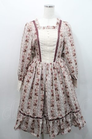 画像: axes femme kawaii / ストライプローズ柄ワンピース  アイボリーＸ赤 I-26-01-08-064-AX-OP-SA-ZI