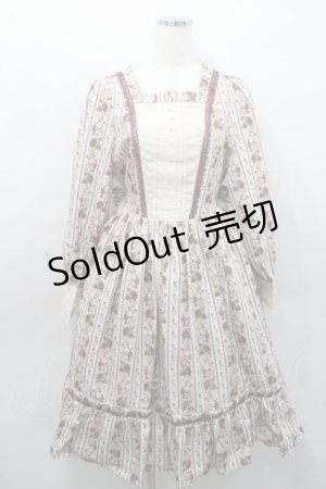 画像: axes femme kawaii / ストライプローズ柄ワンピース  アイボリーＸ赤 I-26-01-08-064-AX-OP-SA-ZI