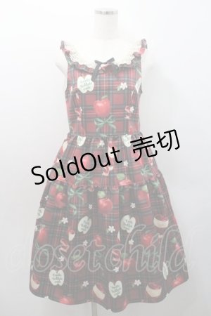 画像: Emily Temple cute / タータンRibbonAppleノースリーブワンピース  赤チェック I-26-01-08-066-ET-OP-SA-ZI