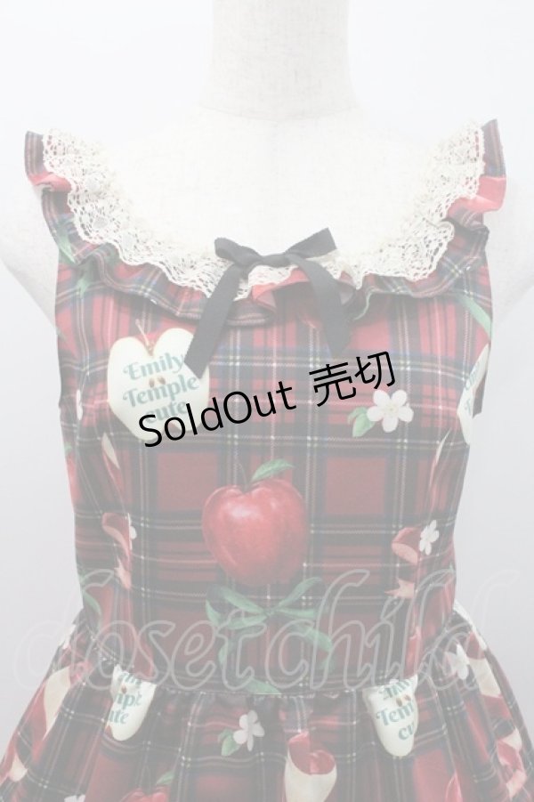 画像3: Emily Temple cute / タータンRibbonAppleノースリーブワンピース  赤チェック I-26-01-08-066-ET-OP-SA-ZI (3)