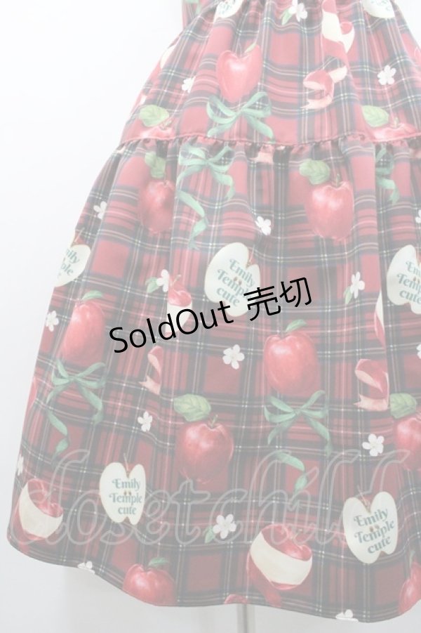 画像4: Emily Temple cute / タータンRibbonAppleノースリーブワンピース  赤チェック I-26-01-08-066-ET-OP-SA-ZI (4)