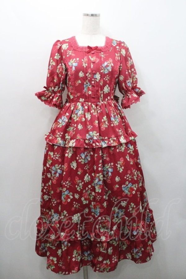 画像1: axes femme kawaii / クラシックベリーワンピース M ワイン I-26-01-08-067-AX-OP-SA-ZI (1)